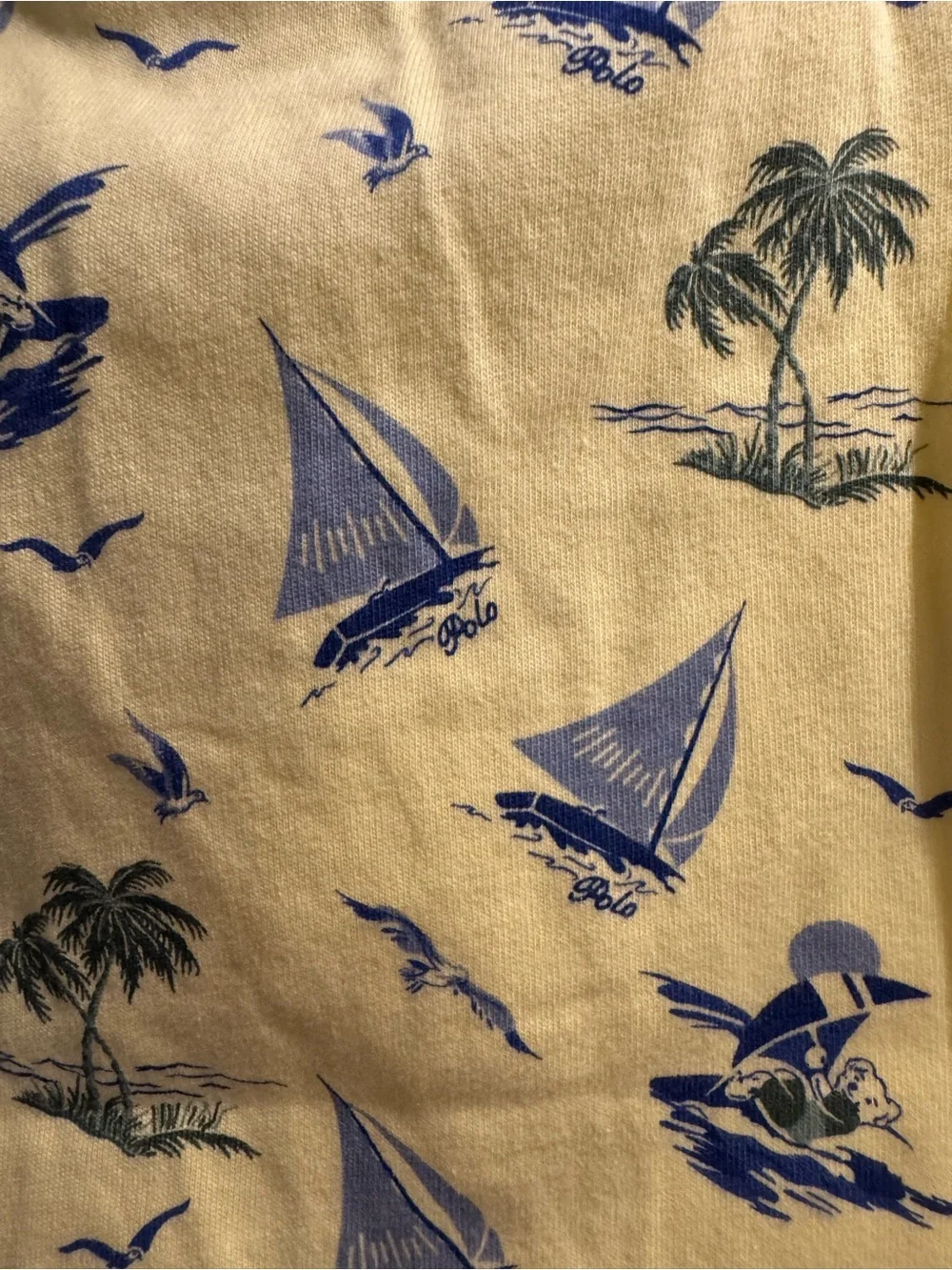 Ralph Lauren Yellow Polo with Navy Sailboat Print - Kids
